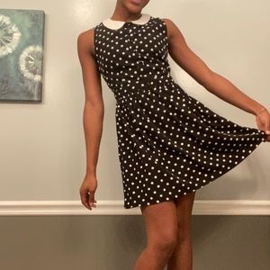 Black and white polka dot dress with collar